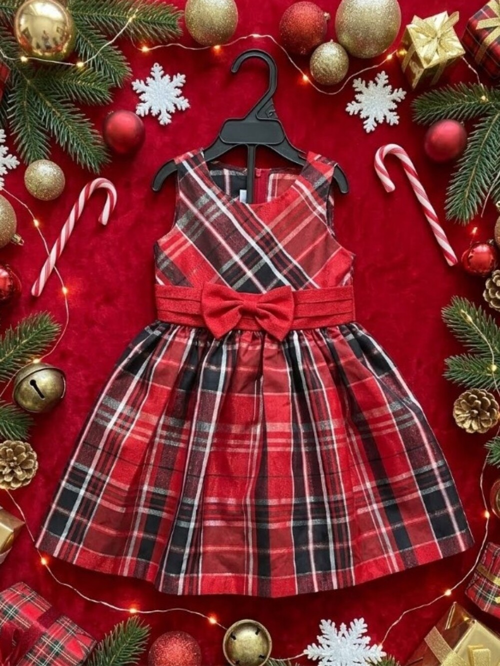 Bonnie Jean 3t Toddler Girl Dresses Black Red Plaid Dress Holiday Christmas